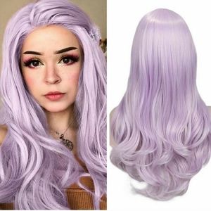 Icy White Light Purple Gray Full Wig
